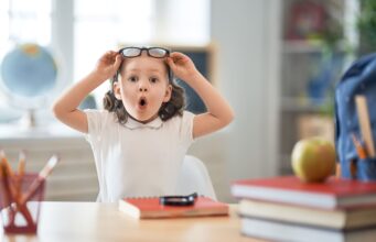 Kid learning in class